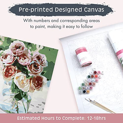 Pink Picasso Paint by Number Kit, for Adults & Teens,16x20, Mail Me Roses | Botanical Floral Collection, Acrylic Paints and Brushes included, Pre-printed high quality canvas, DIY art kit, Gift-ready - color: Mail Me Roses