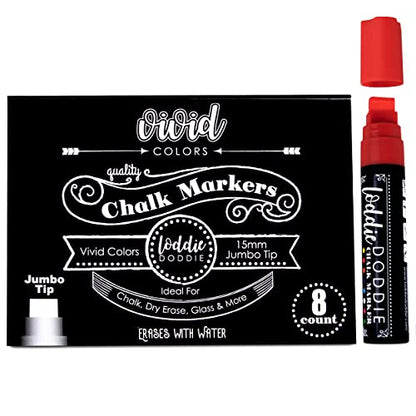 Loddie Doddie Chalk Markers for Blackboard, Wipes with Water, 15 mm, 8 Pack - size: 8 Count (Pack of 1)