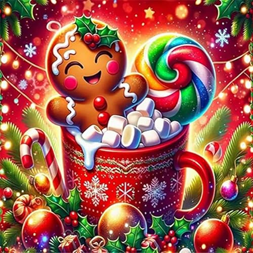 Christmas Diamond Art Kits for Adults,Diamond Art Kits for Beginners - color: Christmas Gingerbread