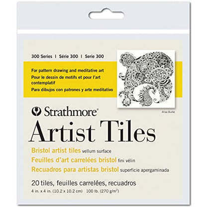 Strathmore Artist Tiles 20/Pkg-Bristol Vellum -62105970, 4x4, White - size: 4 x 4 inches, style: Bristol