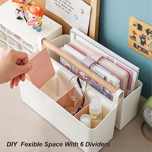 Art Supply Caddy Organizer with Handle,Teacher Tool Storage with Divider - color: Pink Divider