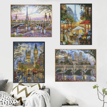 LANDFAIR Diamond Painting Kits - 15x20 inch Round Full Drill Cities&Skylines Series Diamond Art Kits for Adults, Pack of 4 - color: Cities Pack of 4