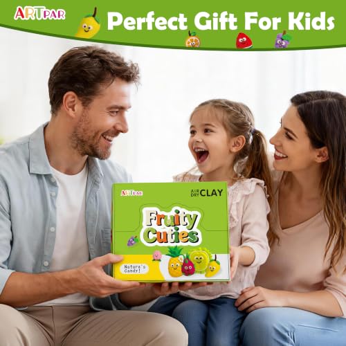 ARTPAR Air Dry Clay Kit for Kids - 12 Fruit DIY Modeling Magic Clay Sets - color: Green Fruit Kit