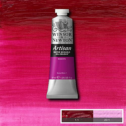 Winsor & Newton Artisan Water Mixable Oil Colour, 1.25-oz (37ml), Magenta | Clean with water; no solvents needed. Color depth, lightfastness, opacity/transparency are the same as traditional oils. - color: Magenta, style: 1.25-oz