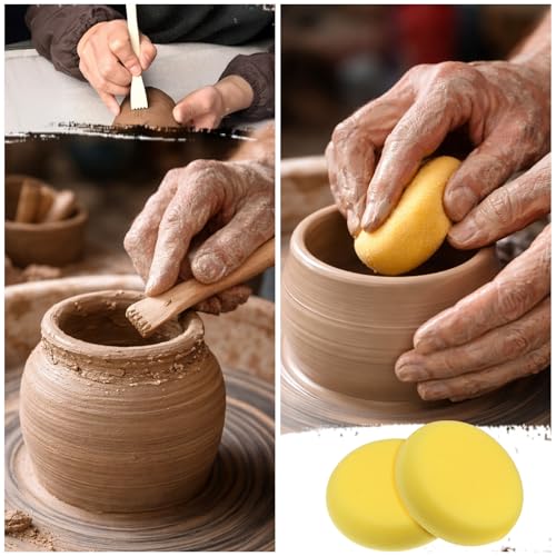 43 Pcs Pottery Tools Pottery Sculpting Tool, Potterys Kit, Clay Sculpting Tools at Home, Ceramics Tool Set with Carrying Case Bag and Apron, for Potterys Wheel, DIY Art and Craft (Natural Wood Color) - color: Natural Wood Color