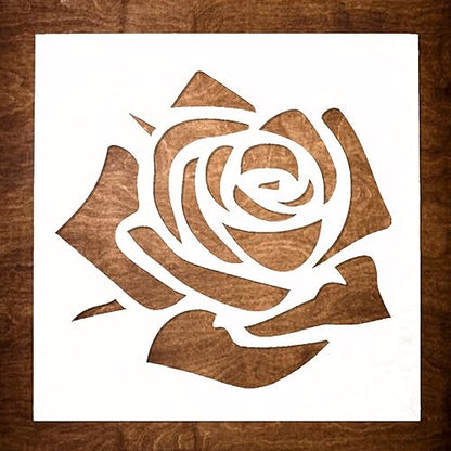 DLY LIFESTYLE Rose Stencil for Painting on Wood, Canvas, Paper, Fabric, Walls and Furniture - Rose Flower Stencil - 6x6 Inches - Reusable DIY Art and Craft Stencils - Floral Stencil - color: Rose 6"x6"