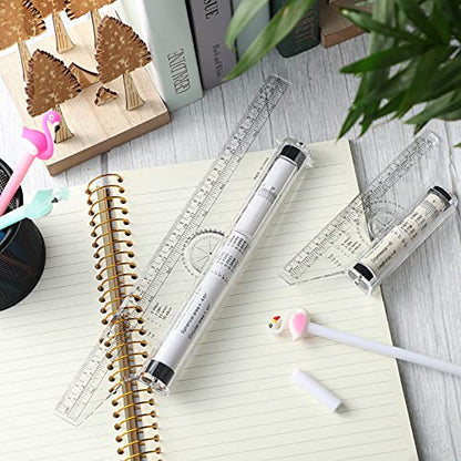 Frienda 2 Pieces Plastic Rolling Ruler Parallel Drafting,6 Inch, 12 Inch | Transparent Measuring Tool for Drawing Parallel Lines, Architect Office Math Design, Engineer Student Drafting Supplies