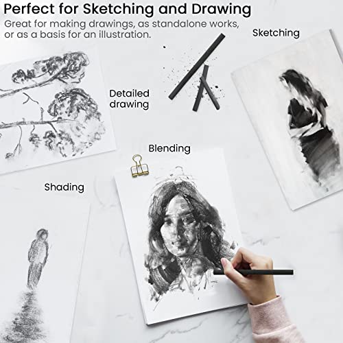 Willow Charcoal Sticks, Natural Willow Charcoal for Artists, Beginners, or Students of All Skill Levels, Great for Sketching, Drawing, and Shading, Approx 4-5mm in Diameter, Pack of 25
