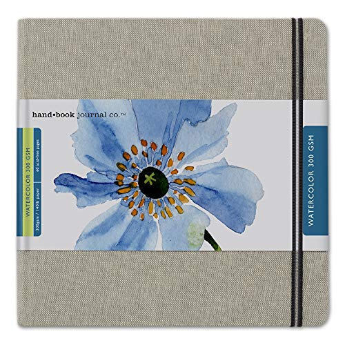 Handbook Journal Co. Artist Watercolor Journal, 140lb/300gsm Heavyweight Cold Press Paper, Square 8.25"x8.25", Natural European Linen Cover - size: Square, style: 140 lb / 300 gsm