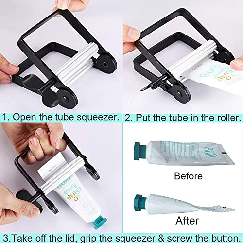 Toothpaste Squeezer, Metal Toothpaste Tube Squeezer Paint Tube Wringer for Artist, Hair Salon, Painter… (Black) - color: Black