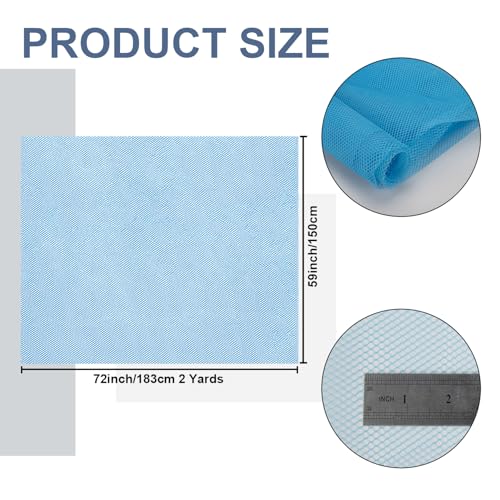 59" x 72"(2 Yards) Sky Blue Mesh Fabric | Slightly Stretchy for Sewing Projects, Backpack Pocket and Straps, Netting Clothes and Shopping Bag - color: Sky Blue