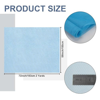 59" x 72"(2 Yards) Sky Blue Mesh Fabric | Slightly Stretchy for Sewing Projects, Backpack Pocket and Straps, Netting Clothes and Shopping Bag - color: Sky Blue
