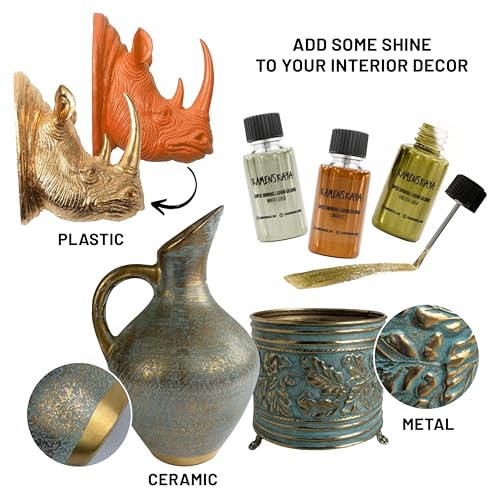 KAMENSKAYA White Gold Leaf Paint, Liquid Gilding Paint, 0.68 fl oz | Liquid Leaf Paint with Natural Metallic Pigment, Strong Shine, One-Coat Coverage, Built-In Brush – Made in EU - color: White Gold, size: 0.68 Fl Oz (Pack of 1)