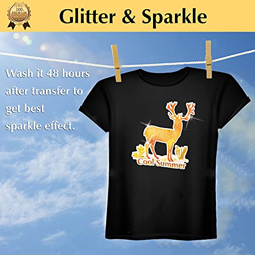 TransOurDream Glitter 3.0 Heat Transfer Paper for Inkjet Printer (20 Sheets, 8.5x11'') Printable Heat Transfer Vinyl for T Shirts Iron on Transfers for Light & Dark Fabric (TOD-GL3-20) - color: Glitter, size: 20 Sheets