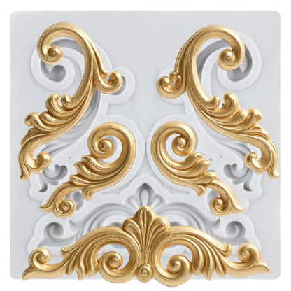 Baroque Emboss Border Polymer Clay Mold Relief Lace Silicone Molds | 3D Filigree Sculpted Mold DIY Craft Epoxy Resin Casting Polymer Clay Tools Crafts Air Dry Jewelry Making - color: Style C