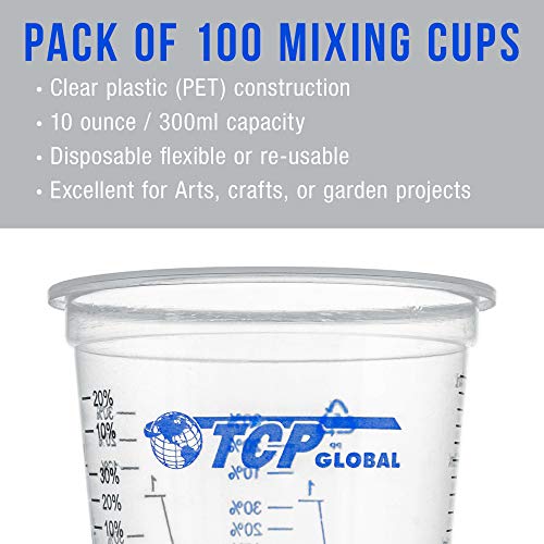 TCP Global 10 oz. (300ml) Graduated Plastic Mixing Cups - Box of 100