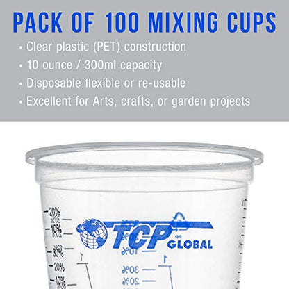 TCP Global 10 oz. (300ml) Graduated Plastic Mixing Cups - Box of 100