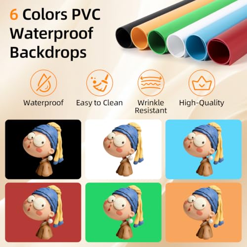 Light Box with Tripod Stand, 24"x24" LightBox with 3 Stepless Dimming Light Boards (CRI ≥95) 297 Light Beads, Shooting Tent kit with 6 Color PVC Backdrops.Photo Studio Light Box for Photography - size: 24*24*24 Inch