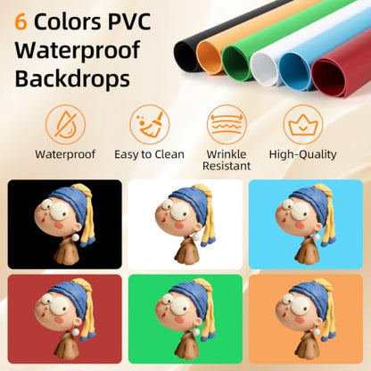 Light Box with Tripod Stand, 24"x24" LightBox with 3 Stepless Dimming Light Boards (CRI ≥95) 297 Light Beads, Shooting Tent kit with 6 Color PVC Backdrops.Photo Studio Light Box for Photography - size: 24*24*24 Inch