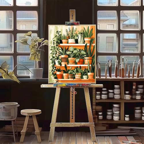 Natuyalo Paint by Numbers for Adults - DIY Adult Paint by Number Kits Painting on Canvas Green Plant Painting by Numbers for Beginners, Potted Art Craft Kits for Adults (16x20 Inch) - color: ART-07