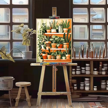 Natuyalo Paint by Numbers for Adults - DIY Adult Paint by Number Kits Painting on Canvas Green Plant Painting by Numbers for Beginners, Potted Art Craft Kits for Adults (16x20 Inch) - color: ART-07