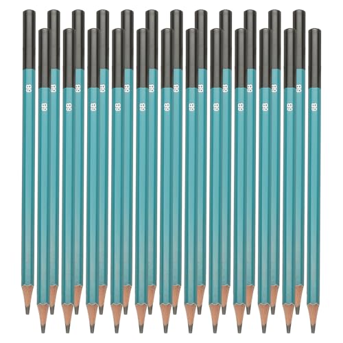 PATIKIL 6B Drawing Pencils for Sketching, 24PCS Sketch Pencils for Drawing Art Pencils Graphite Wood Pre-sharpened for Drawing Sketching Artist, Hexagonal, Black Refill, Green/Black Pole - style: 6B