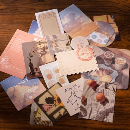 JOYCHOIC Scrapbooking Kit, Sunset Journaling Supplies, Junk Journal Materials, Large Aesthetic Scrapbook Collection for Women, Stationery DIY Arts Craft, Adults - color: Sunset