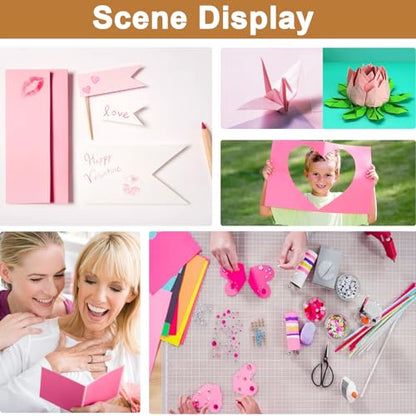 Silunkia 28 Sheets Pink Shimmer Cardstock 8.5 x 11 Craft Paper 92lb | Premium Glossy Paper Card Stock for DIY Cards Making, Anniversaries, Wedding Invitations, Greeting Cards - color: Pink, size: 28 Sheets