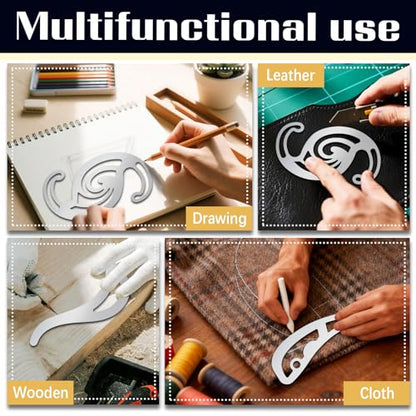 ORIGACH 3 PCS Stainless Steel French Curve Metal Ruler Set