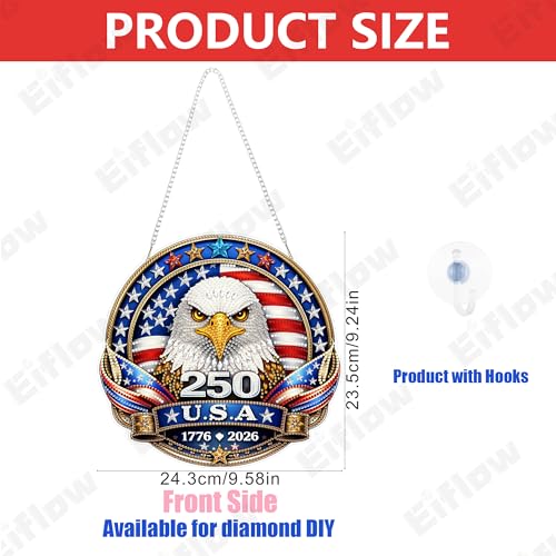 Eiflow Acrylic Diamond Art Hanging Kit for Adults, DIY Diamonds Painting Door Hanger Board Kit, Special Crystal Diamond Art Painting Pendant Ornament (Eagle Badge) - color: Eagle Badge