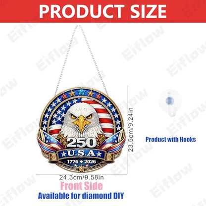 Eiflow Acrylic Diamond Art Hanging Kit for Adults, DIY Diamonds Painting Door Hanger Board Kit, Special Crystal Diamond Art Painting Pendant Ornament (Eagle Badge) - color: Eagle Badge