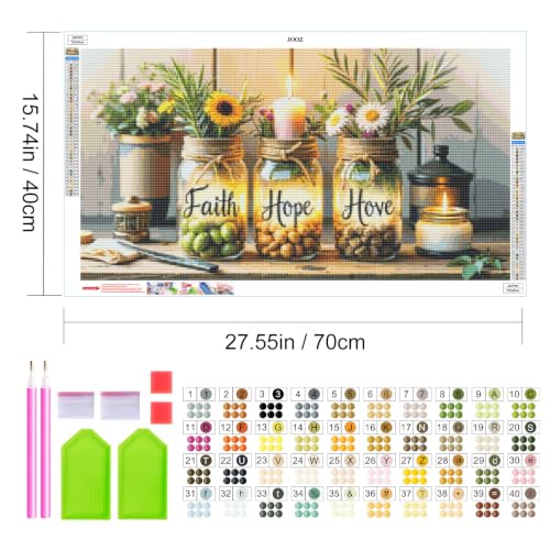 JOOZ Large Diamond Art Kits for Adults, 5D Wishing Bottle Diamond Painting | Round Drill| Premium Canvas| Clear Symbols| Bright Colors| Fun and De-Stress| Gem Art| Home Wall Decor| Gift| 27.5x15.7 Inch - color: Wishing Bottle 061