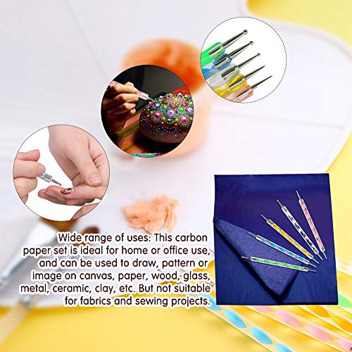 100 Sheets Carbon Transfer Paper,Blue Carbon Copy Paper Tracing Paper with 5pcs Double-end Embossing Stylus for Wood,Paper,Canvas and Other Art Surfaces (8.3 x 11.7 inch) - color: Blue (100 Sheets)