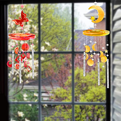 FineGood 2 Set Wind Chimes Resin Molds, Resin Molds Silicone Butterfly Moon Silicone Molds for Epoxy Resin DIY Winds Chime Gifts for Women Home Decor