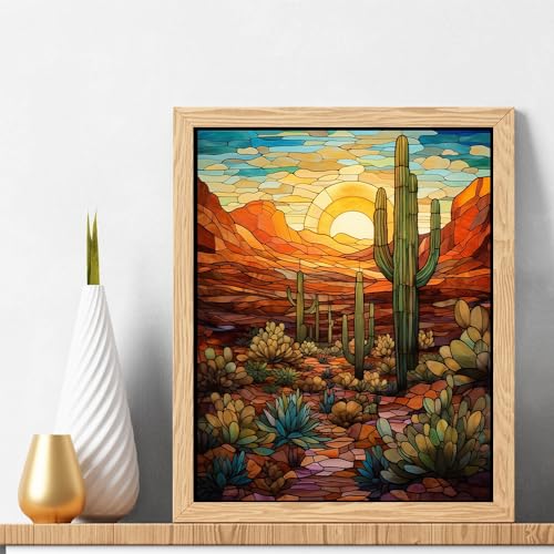 Natuyalo Paint by Numbers Kit for Adults - Cactus DIY Adult Paint by Number Kits Wilderness Landscape Acrylic Canvas Painting for Adults Beginners Kids Art Crafts Without Frame, 16x20 Inch - color: ART-06