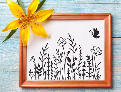 Large Flower Stencil 14inch Flower Stencils for Painting Floral Stencils | Reusable Sunflower Hibiscus Stencil Drawing Templates for Wood Garden Fence Furniture Fabrics DIY Decor - style: Flowers