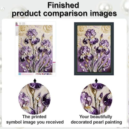 2 Pack Flower Diamond Art Pearl Painting Kits for Adults (12×16 inch) - color: WYZ181+WYZ182
