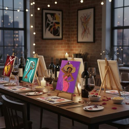 Sherr 24 Pcs Pre Drawn Canvas for Painting Adult Pre Printed Canvas Bulk Sip and Paint Kit Stretched Panels Paint Set for Theme Valentine Painting Night Party Favor(Couple,8 x 10 Inch) - size: 8 x 10 Inch, style: Couple