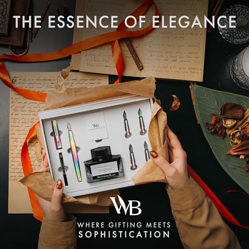 Wordsworth & Black LuxuryFountain Pen Set for Writing, 6 Nibs, Rainbow | Fountain Ink Bottle, Cartridges & Refill Converter, Refillable, Rainbow,High End Gift for Men & Women, Journaling & Lettering - color: Rainbow