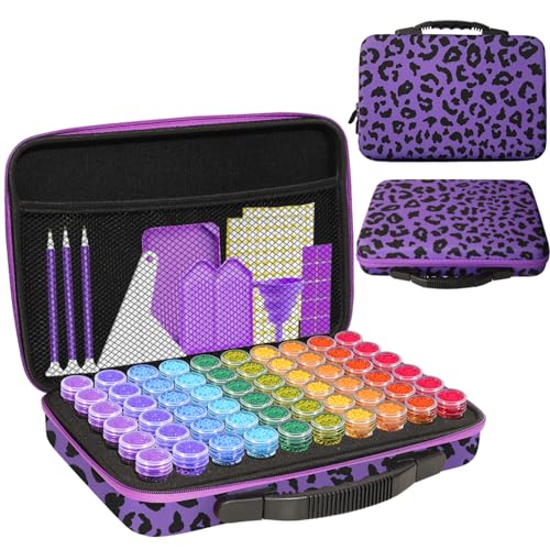 CAIOVSE Diamond Painting Storage Containers,60 Slots Diamond Art Case - color: Leopard Print, size: 60 jars