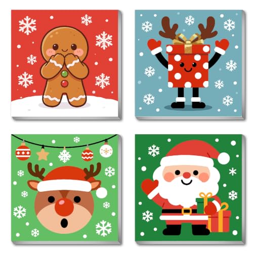 Mrnsiet 4 Pack Framed Paint by Numbers Kit for Kids, Christmas Easy Paint by Numbers for Kids Ages 8-12, DIY Acrylic Oil Painting Drawing Kit for Children Beginner 8x8 Inch - color: DKMT0991+DKMT0992+DKMT0993+DKMT0994-US