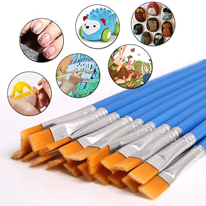 60 Pcs Flat Paint Brushes Bulk, Small Paint Brush Set for Painting | Shed-Free Nylon Bristles, Art Crafts School Projects, Versatile for Watercolor Oil Gouache Acrylic Painting - style: Flat Brushes