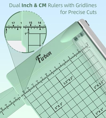 Firbon 12" Guillotine Paper Cutter with Hidden Ruler, Compact Paper Trimmer | 12-Sheet Capacity | Morandi | Dual Scale | Paper, Cardstock & Photo Trimming | Scrapbooking Craft | Office, Home & Studio Use - color: Morandi