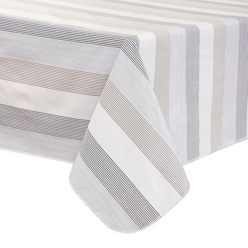 Walrus Heavy Duty Vinyl Tablecloth with Flannel Backing Waterproof Oil-Proof Plastic Table Cloth Stain-Resistant Wipeable Rectangle or Square Table Cover for Indoor and Outdoor (Line,60x84 Inch) - color: Line, size: 60" x 84" (Rectangular)