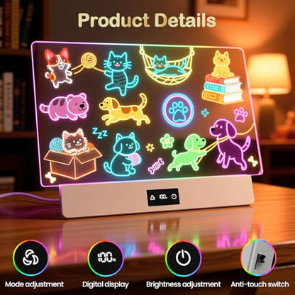 TAEMVV 16" LED Drawing Board for Kids Birthday Gift for Girls, White