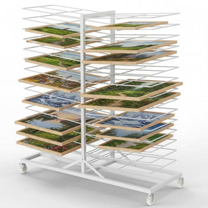 Caydo 30 Shelves Art Drying Rack, Easy Assembly Rolling Art Rack with Adjustable Shelves, Art Storage Solution for Screen Printing Frame, Lino Plates and Cabinet Doors