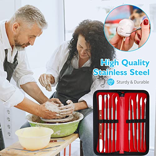 10PCS Stainless Steel Dental Wax Carving Tools Wax Carver Carving Set Surgical Dental Sculpture Knife Instrument Kit with Case