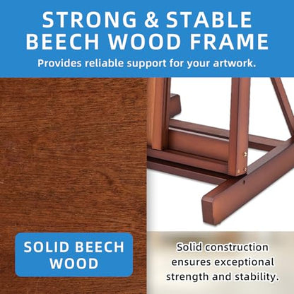 Falling in Art Large H-Frame Studio Easel for Painting, Walnut - style: Walnut