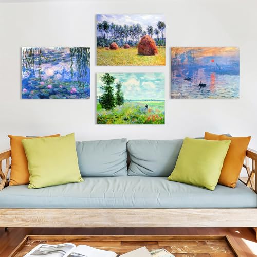 Muzagroo Art DIY Diamond Painting Kits for Adults, 5D Diamond Art Kits for Beginners Paint by Diamond, Monet Diamond Arts and Crafts for Living Room Bedroom 4 PCS Wall Art - color: 12-Monet