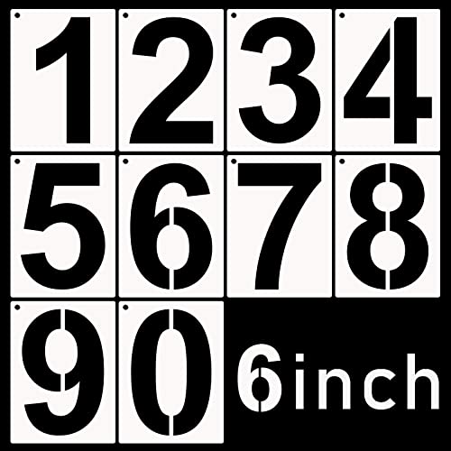 DXCYZ 6 Inch Tall Number Stencils Kit 0-9 Address Number Stencil, 10PCS Reusable Plastic Painting Number Templates for Mailbox Signs, Door, Cars, Trucks, Home, Business, Window - size: 6 Inch